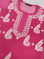 Load image into Gallery viewer, Seva Chikan Hand Embroidered Georgette Lucknowi Chikankari Kurta With Slip