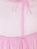 Load image into Gallery viewer, Seva Chikan Hand Embroidered Pink Georgette Lucknowi Chikankari Anarkali-SCL1319