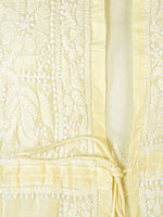 Load image into Gallery viewer, Seva Chikan Hand Embroidered Lemon Cotton Lucknowi Chikankari Anarkali-SCL1367