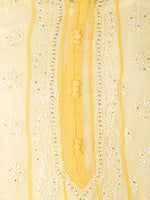 Load image into Gallery viewer, Seva Chikan Hand Embroidered Yellow Georgette Lucknowi Chikankari Anarkali-SCL1364