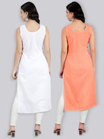 Load image into Gallery viewer, Seva Chikan Cotton Long Slips Combo of White (Pack of 2)