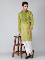 Load image into Gallery viewer, Seva Chikan Hand Embroidered Cotton Lucknowi Chikan Mens Stitched Kurta