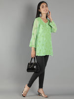 Load image into Gallery viewer, Seva Chikan Hand Embroidered  Georgette Lucknowi Chikan Top With Slip