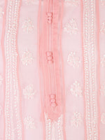 Load image into Gallery viewer, Seva Chikan Hand Embroidered Peach Georgette Lucknowi Chikankari Anarkali-SCL1321