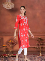 Load image into Gallery viewer, Seva Chikan Hand Embroidered Terivoil Cotton Lucknowi Chikankari Kurta