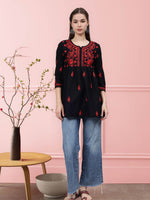 Load image into Gallery viewer, Seva Chikan Hand Embroidered Cotton Lucknowi Chikan Top