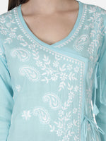 Load image into Gallery viewer, Seva Chikan Hand Embroidered Red Cotton Chikankari Angarkha Style Kurta