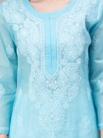 Load image into Gallery viewer, Seva Chikan Hand Embroidered Terivoil Cotton Lucknowi Chikan Kurti