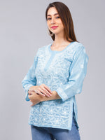 Load image into Gallery viewer, Seva Chikan Hand Embroidered Terivoil Cotton Lucknowi Chikan Top