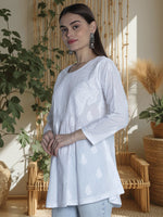 Load image into Gallery viewer, Seva Chikan Hand Embroidered Cotton Lucknowi Chikan Short Top