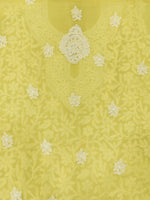 Load image into Gallery viewer, Seva Chikan Hand Embroidered Yellow Georgette Lucknowi Chikankari Unstitched Suit Piece-SCL13133