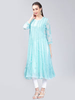 Load image into Gallery viewer, Seva Chikan Hand Embroidered Georgette Lucknowi Chikankari Anarkali