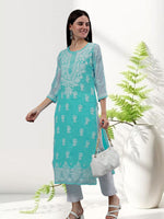 Load image into Gallery viewer, Seva Chikan Hand Embroidered Georgette Lucknowi Chikankari Kurta With Inner