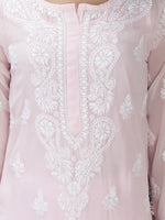 Load image into Gallery viewer, Seva Chikan Hand Embroidered Georgette Lucknowi Chikan Kurti With Slip