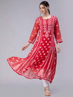 Load image into Gallery viewer, Seva Chikan Hand Embroidered Georgette Lucknowi Chikankari Anarkali Kurta