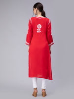 Load image into Gallery viewer, Seva Chikan Hand Embroidered Modal Cotton Lucknowi Chikan Kurti