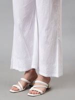 Load image into Gallery viewer, Seva Chikan Hand Embroidered White Cotton Lucknawi Chikankari Palazzo-SCL11021