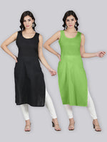 Load image into Gallery viewer, Seva Chikan Cotton Long Slips Combo of Black (Pack of 2)