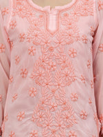 Load image into Gallery viewer, Seva Chikan Hand Embroidered Georgette Lucknowi Chikan Top With Slip