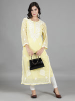 Load image into Gallery viewer, Seva Chikan Hand Embroidered  Georgette Lucknowi Chikankari kurta with Slip