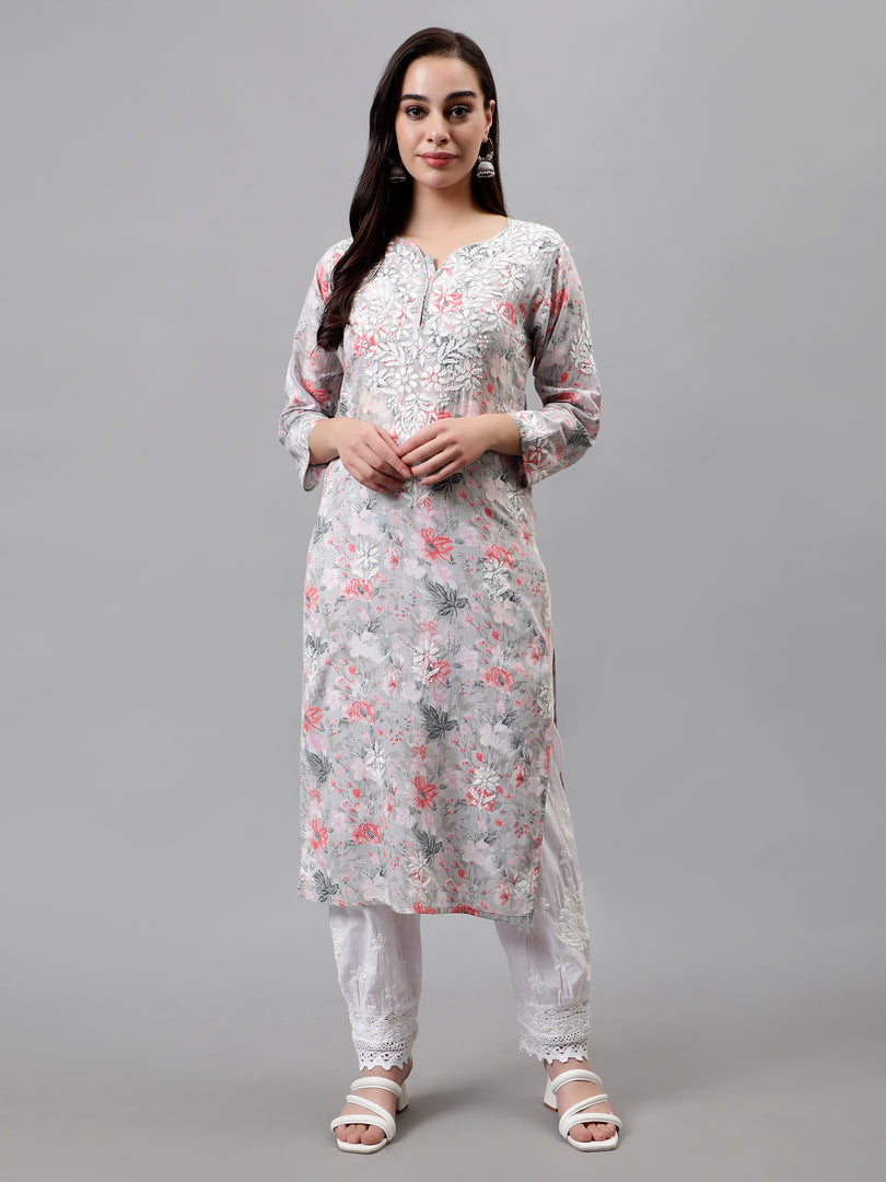 Seva Chikan Hand Embroidered Lucknowi Chikankari White Cotton Afghani Salwar SCL11031