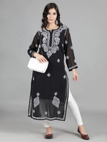 Load image into Gallery viewer, Seva Chikan Hand Embroidered  Georgette Lucknowi Chikankari kurta with Slip