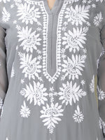 Load image into Gallery viewer, Seva Chikan Hand Embroidered Georgette Lucknowi Chikan Kurti With Slip