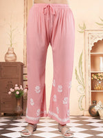 Load image into Gallery viewer, Seva Chikan Hand Embroidered Peach Rayon Lucknowi Chikankari Kurta Set SCL8046