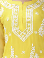 Load image into Gallery viewer, Seva Chikan Hand Embroidered Georgette Lucknowi Chikankari Kurta With Slip