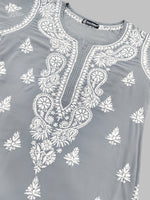 Load image into Gallery viewer, Seva Chikan Hand Embroidered Georgette Lucknowi Chikan Kurti With Slip
