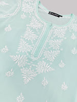 Load image into Gallery viewer, Seva Chikan Hand Embroidered Georgette Lucknowi Chikan Kurti With Slip