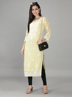 Load image into Gallery viewer, Seva Chikan Hand Embroidered Georgette Lucknowi Chikan Kurti With Slip