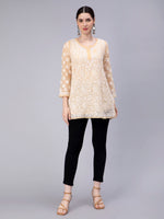 Load image into Gallery viewer, Seva Chikan Hand Embroidered Georgette Lucknowi Chikan Top With Slip