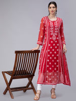 Load image into Gallery viewer, Seva Chikan Hand Embroidered Georgette Lucknowi Chikankari Anarkali Kurta