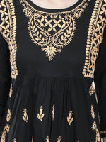 Load image into Gallery viewer, Seva Chikan Hand Embroidered Black Cotton Lucknowi Chikankari Top