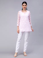 Load image into Gallery viewer, Seva Chikan Hand Embroidered Georgette Lucknowi Chikan Top With Slip