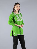 Load image into Gallery viewer, Seva Chikan Hand Embroidered Cotton Lucknowi Chikan Top