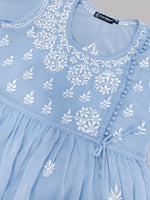 Load image into Gallery viewer, Seva Chikan Hand Embroidered Georgette Lucknowi Chikankari Top With Slip