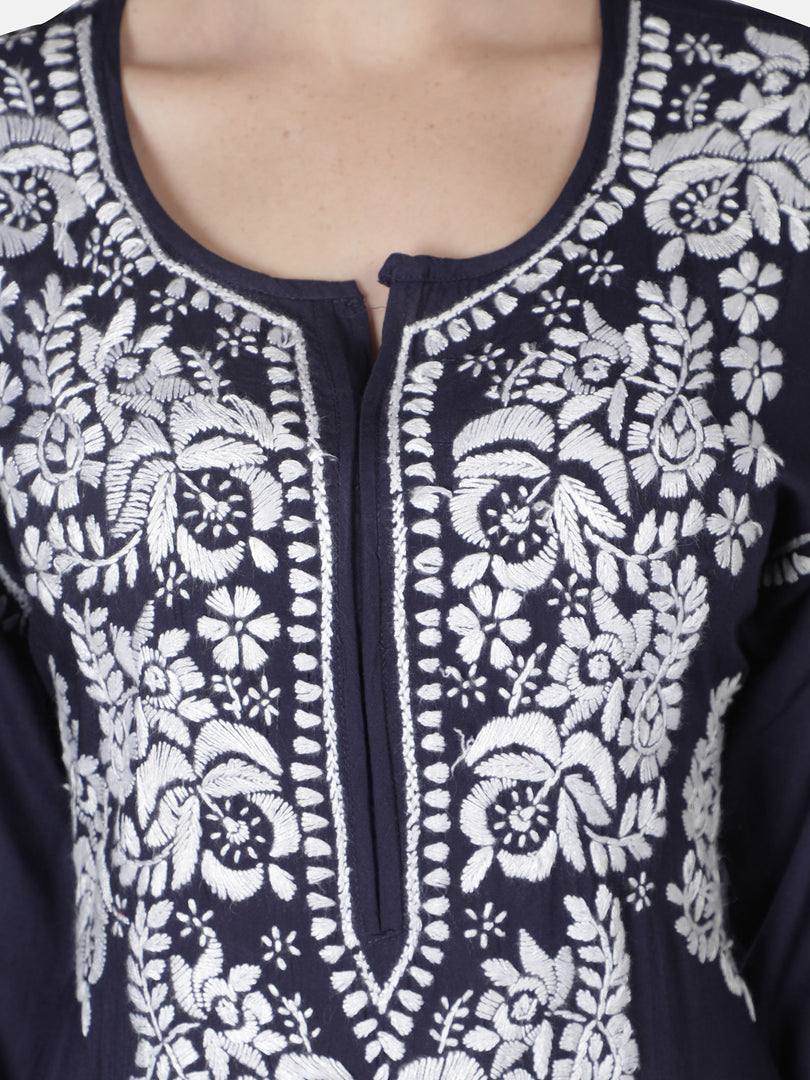 Seva Chikan Hand Embroidered Modal Cotton Lucknowi Chikankari Kurta