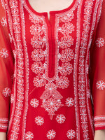 Load image into Gallery viewer, Seva Chikan Hand Embroidered Georgette Lucknowi Chikankari Anarkali Kurta