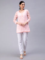 Load image into Gallery viewer, Seva Chikan Hand Embroidered Georgette Lucknowi Chikan Top With Slip