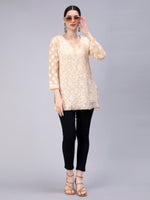 Load image into Gallery viewer, Seva Chikan Hand Embroidered Georgette Lucknowi Chikan Top With Slip