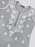 Load image into Gallery viewer, Seva Chikan Hand Embroidered Georgette Lucknowi Chikan Kurti With Slip
