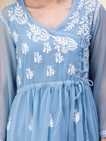 Load image into Gallery viewer, Seva Chikan Hand Embroidered Georgette Lucknowi Chikankari Top With Slip