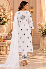 Load image into Gallery viewer, Seva Chikan Hand Embroidere White Terivoil Cotton Lucknowi Chikankari Unstitched Suit Piece-SEV15009