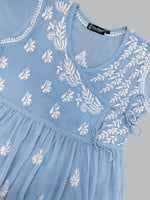 Load image into Gallery viewer, Seva Chikan Hand Embroidered Georgette Lucknowi Chikankari Top With Slip