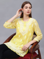 Load image into Gallery viewer, Seva Chikan Hand Embroidered Georgette Lucknowi Chikankari Top With Slip SCL9186