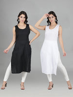 Load image into Gallery viewer, Seva Chikan Cotton Long Slips Combo of White (Pack of 2)