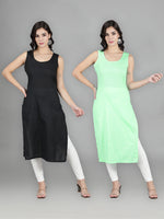Load image into Gallery viewer, Seva Chikan Cotton Long Slips Combo Of Black (Pack of 2)