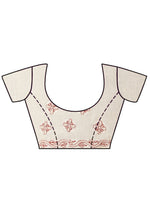 Load image into Gallery viewer, Seva Chikan Hand Embroidered Fawn Cotton Lucknowi Saree-SCL6001